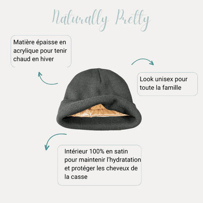 Satin-lined anti-frizz bonnet – Heat &amp; hair protection